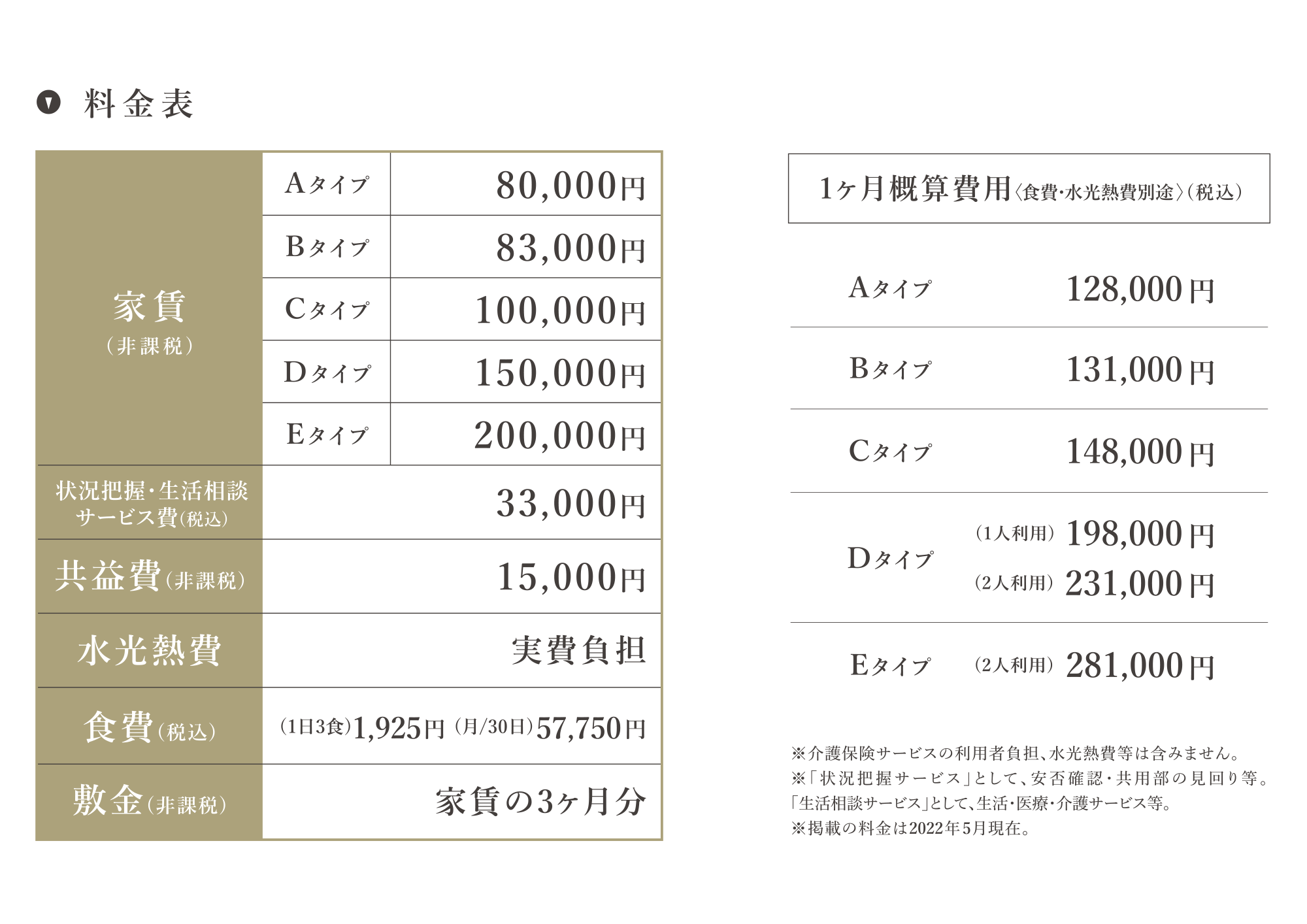 料金表