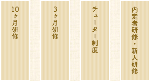 内定者研修・新人研修 チューター制度 3ヶ月研修 10ヶ月研修